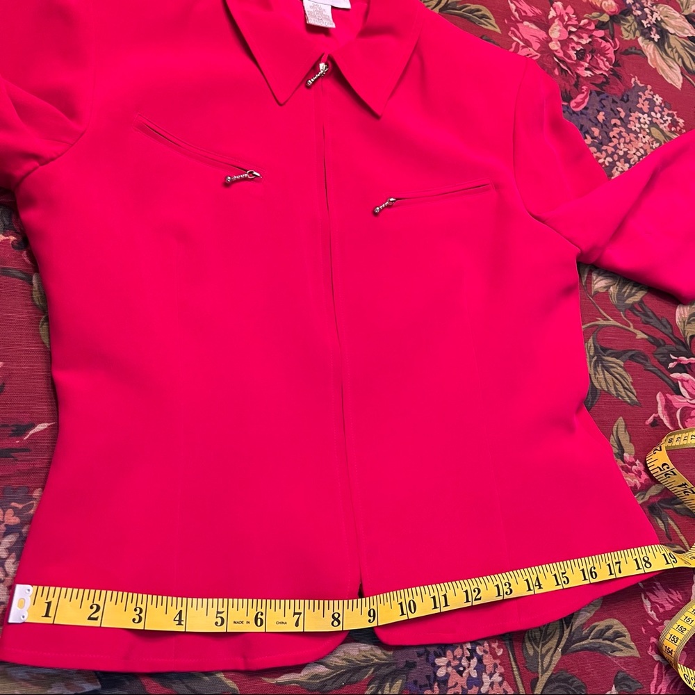 Casual Corners – 2 pc  Day to Evening - Red “Hot” 100% Silk Suit- Skirt/Jacket - Picture 9 of 15